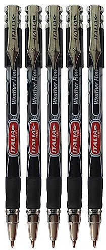 WriteX Ballpoint Pens, BLACK, Medium Point (1.0mm), Pack of 5, Smooth Writing Biro Ball Pens, Comfort Grip, Perfect For School Office Home Pens, iZOFAX Black Ball Pen