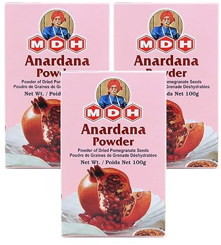 MDH Various Seasoning Masala Powder - Spices Mix Curry Masala Recipe Mixes Casserole Seasoning Herbs - Aromatic & Enhances the flavor of the meal (Anardana Powder (100g), Pack of 3)