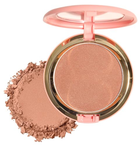 Beauty Searcher Polvo Bronceador con Brillo, Acabado Natural Besado por el Sol, Contorno Resaltador Bronceador Colorete en Polvo, Textura de Tacto Suave, Maquillaje Facial Compacto (Sunset Bronzer)
