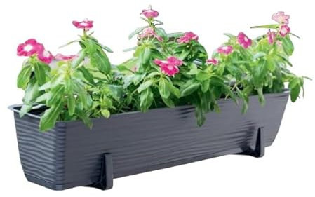 Blumentopf Blumenkasten OHNE Halter Balkonkasten Wellen 3D Effekt mit Untersetzer Elegant Terrasse (Anthrazit, XXL)