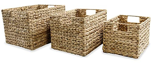Rantry Lot de 3 paniers de rangement en jacinthe d'eau