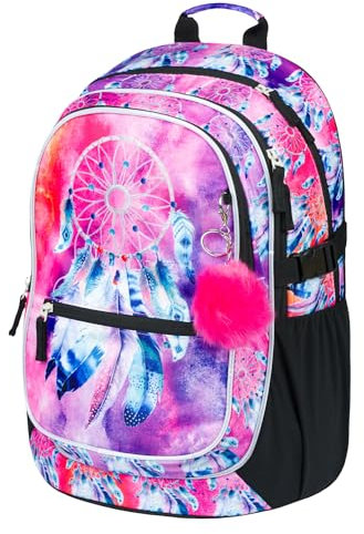 Baagl Schulrucksack für Mädchen, Schulranzen für Kinder mit ergonomisch geformter Rücken, Brustgurt und reflektierende Elemente (Traumfänger)