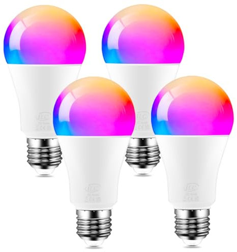 iLC Lampadine Alexa, 12W E27, Compatibile con Alexa (sono necessari i dispositivi Echo), LED Lampadina Smart, 2700K-6000k CCT + Multicolore (4 pezzi)