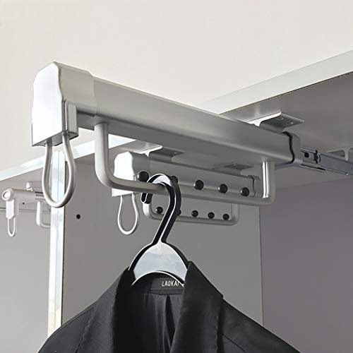 MJMLUCK Schrank-Ausziehstange, einziehbarer Kleiderbügel mit Stahlschienen, begehbarer Kleiderschrank-Organizer, Aluminiumrahmen (Abmessungen: 16 / 408 mm)