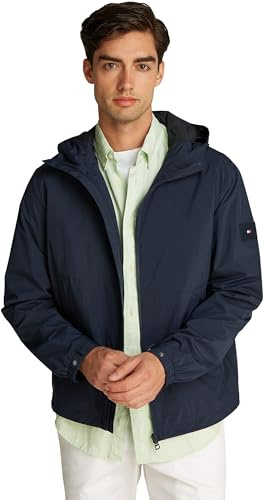 Tommy Hilfiger Herren Windbreaker Jacke Branded Hooded Sportlich, Blau (Desert Sky), XS
