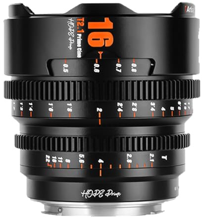 7artisans 16mm T2.1 Objectif de cinéma APS-C Objectif de cinéma à Mise au Point Grand Angle, Grande Ouverture, pour Canon RF Monture caméra sans Miroir, Noir