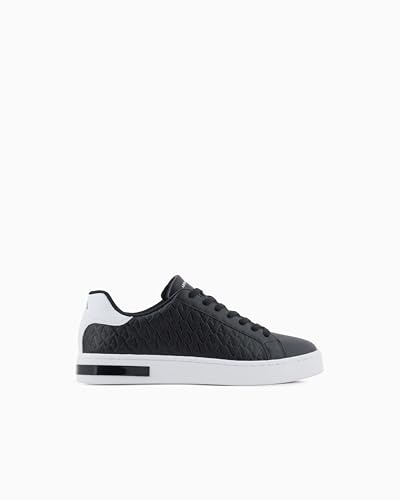 Armani Exchange A|X Sneakers Uomo Urban Chic in Ecopelle Saffiano XM000140AF11916 8058997987431-45 Nero Bianco 45