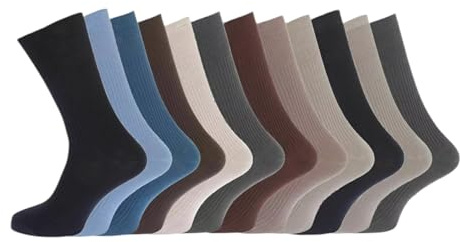 Rozgul 6 Pairs MutliColour Men's Big Foot Extra Wide Diabetic 100% Cotton Socks - Ideal for Swollen Legs, UK Size 11-14 - Non-Binding, Comfortable, and Breathable,Non Elastic Loose Soft Top