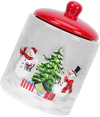 Amosfun Weihnachts-vorratsdosen Keramik-schmuckbehälter Süßigkeiten-aufbewahrungsbehälter Tee-versiegelungsglas Keramik-teeglas Teehalter Deckel Luftdichte Aufbewahrung