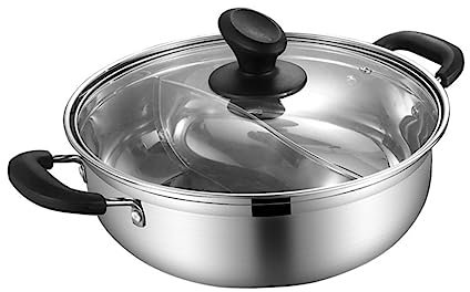 Ciieeo Stainless Steel Two-Flavor Hot Pot 30cm Thickened 304 Material Bakelite Handles Practical Cooking Pot Suitable for Induction Cooker Household Use