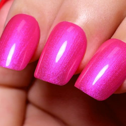 Ozzeal Pearl Gel Nail Polish,Hot Pink Glitter Gel Nail Polish Sparkle Shimmer Gel Glitter Nail Polish Fall Winter Soak off LED UV Gel Nail Polish for Art DIY Manicure 15ML