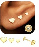 ORAZIO 3 Paar Ohrringe Silber 925 Damen Gold Ohrstecker | Silber 925 CZ Stern Herz Helix Piercings Ohr Gold Piercing Set Hypoallergen Goldene Ohrringe Damen Flatback Ohrstecker