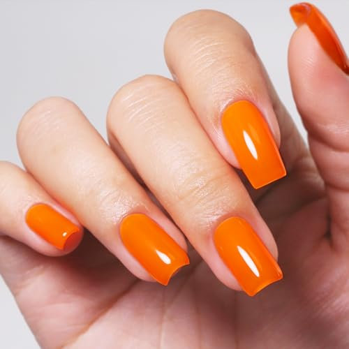 Imtiti Neon Gel Nail Polish, Neon Orange Gel Polish High Gloss Soak Off UV LED Spring Summer Art Manicure Salon DIY Design 10ml