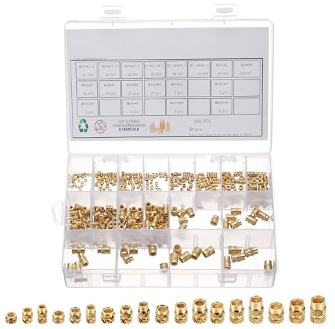 QUARKZMAN 380 Stück M2 M2,5 M3 M4 M5 M6 Gewindeeinsatz Einpressmutter Messing Gewindemutter Einschmelzgewinde Rändelmutter Threaded Inserts für 3D Druck Kunststoffschale