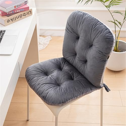Uixxducc Dicke Stuhlauflage, Sitzkissen mit Rückenlehne, Einteiliges Sitzkissen Niedriglehner Auflage Warm Sitzauflage für Büro Sofa, rutschfest Rückenkissen mit Bänder (Dunkelgrau)