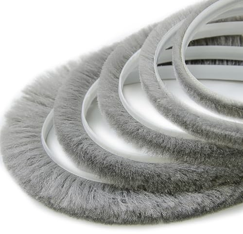 5m DQ-PP Bürstendichtung GRAU 6,9mm x 12mm Dichtungsbürste für Türen selbstklebend Bürstenleiste Winddicht Türbürste Insektenschutz