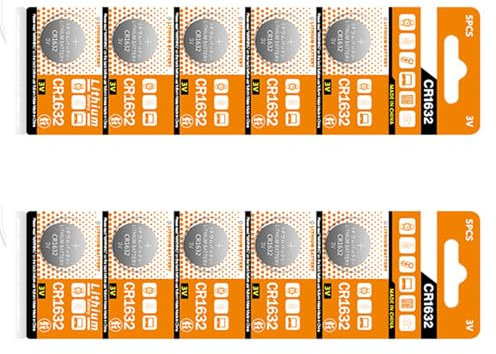 Lot de 10 piles bouton au lithium CR1632 3 V pour montres et petits appareils BR1632 DL1632 ECR1632 KCR1632 LM1632