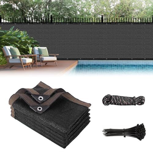 SHYICHENG Garden Privacy Netting 2 x 5m, Privacy Fence Screening 90% Blocking Tear-Resistant UV-Resistant Shade Cloth/Net with Ties & Ropes for Outdoor, Balcony, Patio, Pool, Black