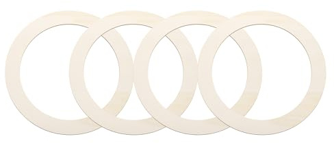 QUARKZMAN 7,9 pouces Anneaux en bois non finis Anneau en bois naturel Forme ronde plate Ornaments Tranches de bois pour cadres, projets d'artisanat DIY, décoration intérieure, 4 pièces