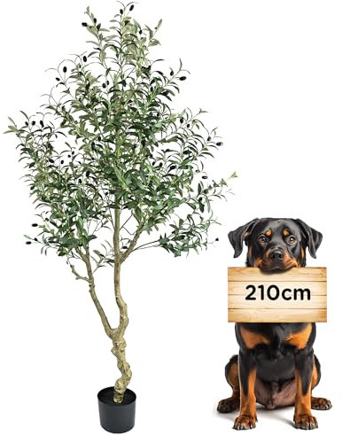 crafity Künstlicher Olivenbaum 210cm Kunstpflanze wie echt Üppig Künstliche Pflanzen Olivenbaum Deko Kunstbaum für Wohnzimmer Schlafzimmer Büro