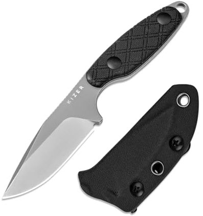 Kizer Muskrat Messer mit Feststehender Klinge, 8 CM D2 Klinge G10 Griff Halsmesser für Männer Frauen, EDC Outdoor Jagd Wandern Survival Camping Messer mit Scheide, 1064M3