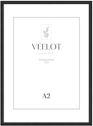 Veelot® 1x Bilderrahmen A2 42x59.4cm | Metall Aluminium,Schwarz mat,Passepartout 30X42cm,Picture Frame 42x60cm mit bruchsicherem Acrylglas | Nur zur Wandmontage