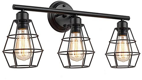 GSZCCZS Vintage Mirror Frontlampen Industrie Bad Waschtisch Licht, Schwarze Metallbadwand Wandleuchte, Waschraum Make -up -Spiegelleuchten, E27 Toilette Waschtischspiegel Lampe