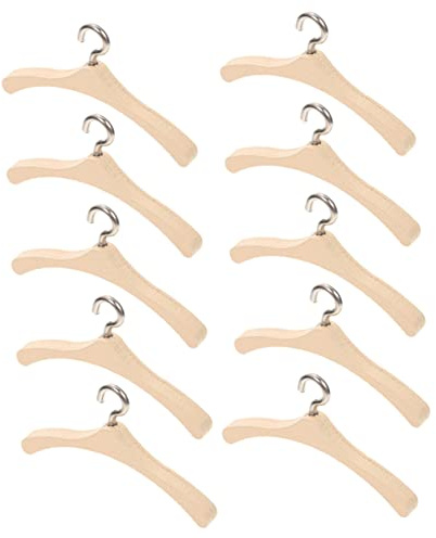 PartyKindom 10stücke Miniatur Kleiderbügel Für Puppen Aus Holz Realistische Puppenhausmöbel Für Junge Mädchen Als Spielzeug Und Dekoration Für Kleider-Closets Zubehör Für Rollenspiele