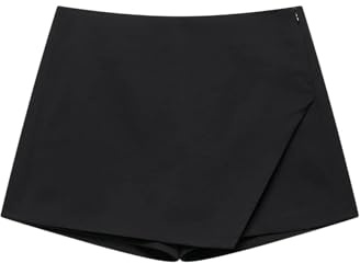 GORGLITTER Damen Hosenrock Elegant Shorts Wickel Kurz Hose Asymmetrisch Skorts Hohe Taille Causalshorts Büro Casualshort mit Reißverschluss