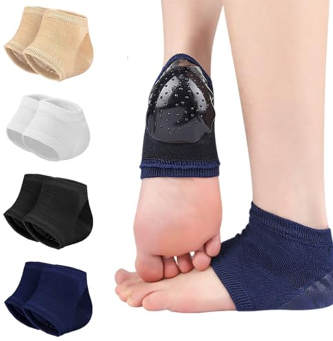 KEMUZ 4 Paia Calzini Idratanti con Gel per Talloni Screpolati | Trattamento Intensivo Notte | Tessuto Traspirante 3D | Adatti Uomo e Donna | Confezione Igienica