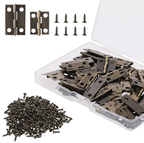 30 Stück kleine Mini-Scharniere, Zwei Größen Retro Türscharniere Retro Messingscharniere, Packung Schrank-Scharnieres, um 180 Grad drehbare Scharnieres mit Ersatzschrauben für Schränke, Schmuckkästen