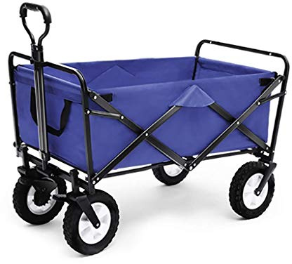 Chariot de jardin pliable robuste – Chariot de courses d'extérieur multifonction avec 4 roues durables, idéal pour le camping, la pêche, le jardinage et les charges lourdes