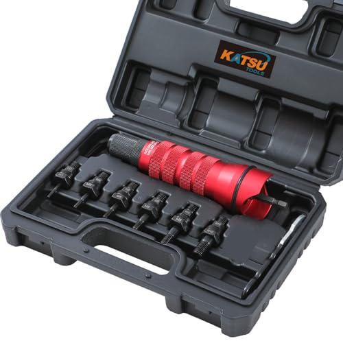 KATSU Tools Riveter Nut Attachment, Rivet Gun Drill Adapter Kit Riveting Tool with M3 M4 M5 M6 M8 M10 Mandrels, for Cordless Electric Power Drill Drivers 405530