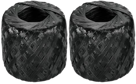 sourcing map Lot de 2 ficelles de corde en plastique et nylon polyester de 225 m, 30 mm, emballage domestique pour jardinage, artisanat, transport, noir