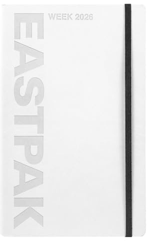 EASTPAK Agenda 2026 officiel Eastpak Agenda hebdomadaire 12 mois large, avec 192 pages, élastique, poche de transport, signet, planificateur mensuel, calendrier 2026 et 2027, format 13 x 21 cm, glace