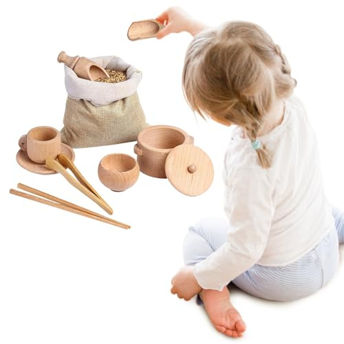 Strumenti Per Contenitori Sensoriali - In Legno, Set Di Stoviglie Per L'apprendimento, Giocattolo Per La Motricità Fine | Set Educativo Di Cucchiai E Bacchette Per Bambini Piccoli, Bambini
