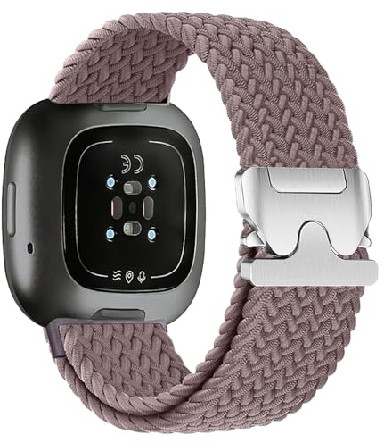 Aurrain vävd nylon klockarmband för Fitbit Versa 3/Fitbit Versa 4/Fitbit Sense 2/Fitbit Sense,Unisex klockarmband med snabbkoppling och fallskärmsspänne i flätat nylonmaterial.