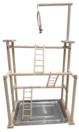 Zambuph Supporto da gioco per pappagalli resistente con Per scala, giocattolo da palestra per esercizi, attività di gioco con conuri e inseparabili, parco giochi per uccelli ecologico e robusto,