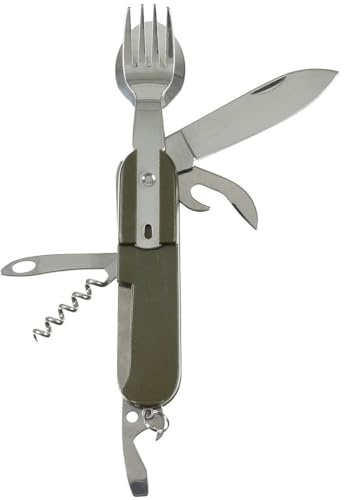 Taschenmesser, oliv, Gabel, Löffel, Dosenöffner