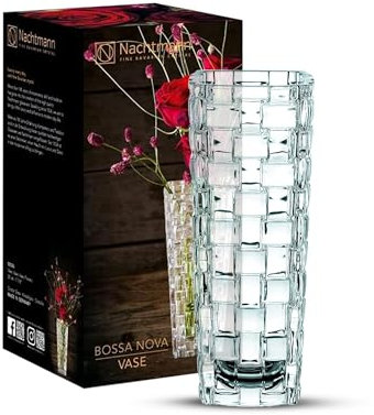 Nachtmann Glasvase 20 cm, Bossa Nova, 82088, Vase aus Kristallglas, Blumenvase Tischdeko, spülmaschinenfest