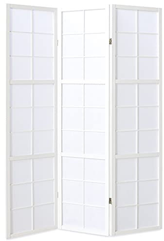 Homestyle4u Paravent Raumteiler 3 teilig Holz Weiß Innen Trennwand Sichtschutz Raumtrenner Reispapier Shoji | Artikel 437