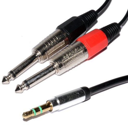 kenable 3.5mm Stereo Jack Plug to Twin 6.35mm MONO Plugs Low Noise Cable 1.5m [1.5 metres]