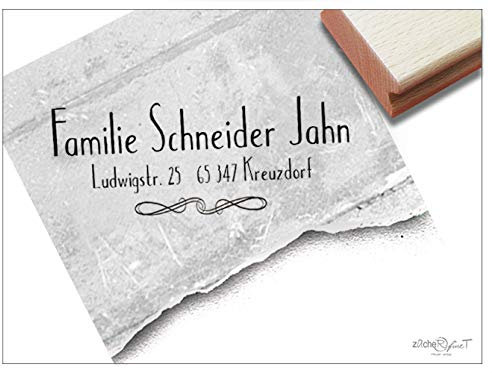Stempel Adressstempel ORNAMENT individuell personalisiert - Name Adresse Anschrift Holzstempel Familienstempel Firmenstempel Geschenk - zAcheR-fineT