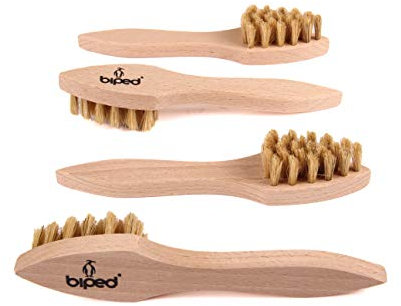 biped Set di 4 spazzole per stendere crema – Spazzole tondeggianti in legno – con setole naturali solide z2346 (2 x chiaro / 2 x scuro)