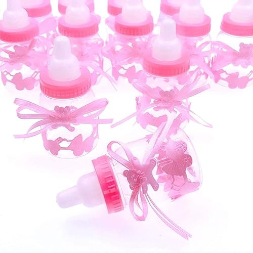JZK 24x rosa Geschenkbox für Babyflaschen, Mädchen, Babyparty, Süßigkeiten, Geschenkbox für Neugeborene, Mädchen, Geburtstag, Taufe, Heilige Kommunion, Mutter zu sein, Party