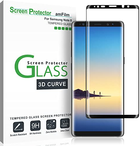 amFilm Displayschutzfolie für Samsung Galaxy Note 8, Vollständige Abdeckung Schutzfolie für Samsung Galaxy Note 8 (Schwarz)