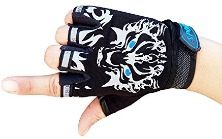 MARZE Cycling Gloves for Kids Children Half Finger Non-Slip Adjustable Sports Gloves Bike Gloves (Black)
