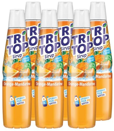 TRi TOP Orange-Mandarine Sirup, kalorienarm, weniger Zucker, 6 x 600 ml