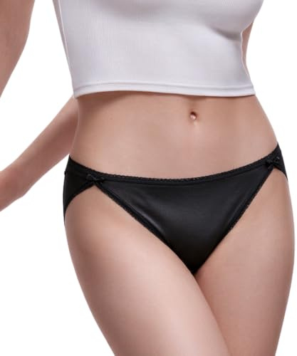 SilRiver Culotte Bikini 100% Soie pour Femme, Culotte Hipster, Sexy et Confortable, Culotte Tanga Respirante