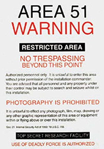 empireposter Aliens - Area 51 - Poster Warnschild Science Fiction Sci Fi - Grösse cm + 2 St Posterleisten Alu 63 cm